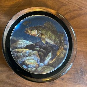 Vintage Enesco Bass Fish Glass Paperweight